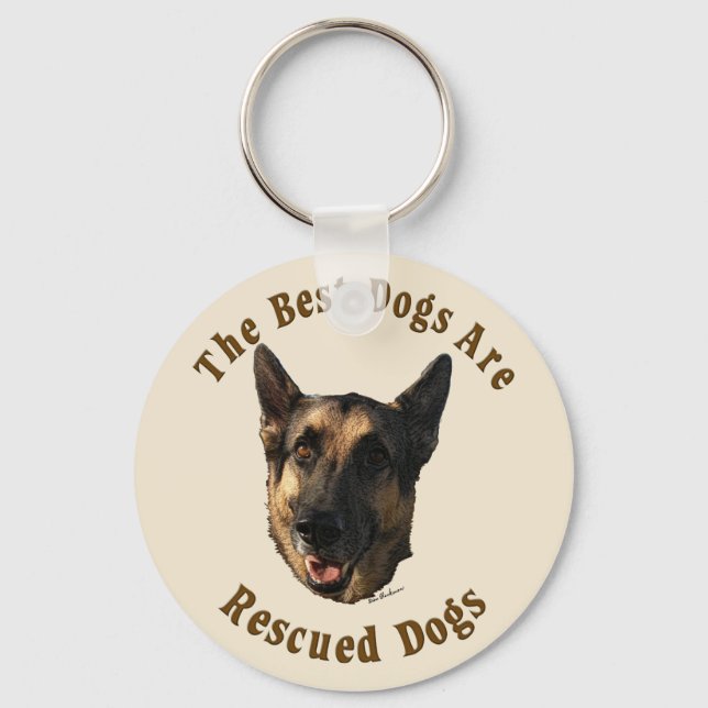 Best Dogs Are Rescued - German Shepherd Dog Keychain (Front)