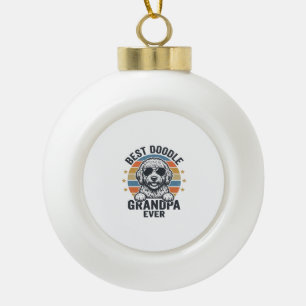 Best Doodle Grandpa Ever Vintage Dog Shirt Design_ Ceramic Ball Christmas Ornament