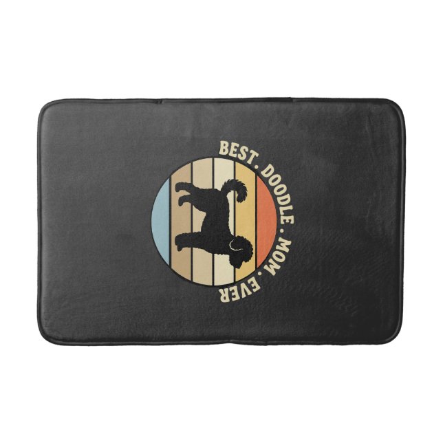 Best Doodle Mom Ever Retro Dog Bath Mat (Front)