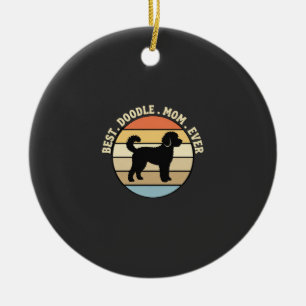 Best Doodle Mom Ever Retro Dog Ceramic Ornament
