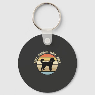 Best Doodle Mom Ever Retro Dog Keychain
