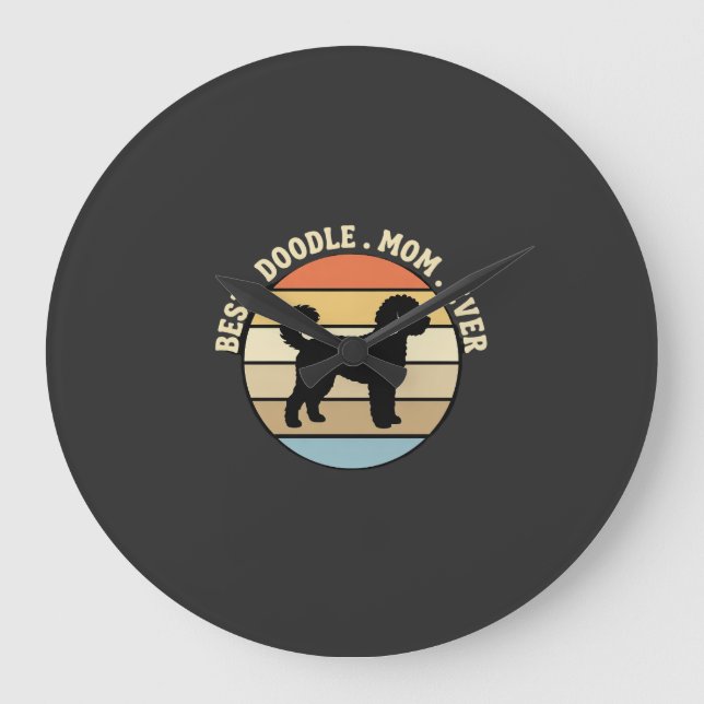 Best Doodle Mom Ever Retro Dog Large Clock (Front)