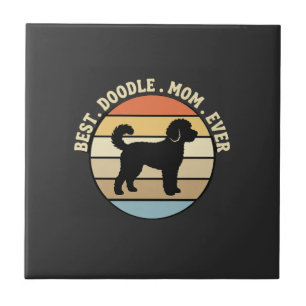 Best Doodle Mom Ever Retro Dog Tile