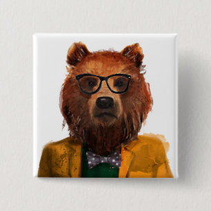 Best Dressed Bear 2 Inch Square Button