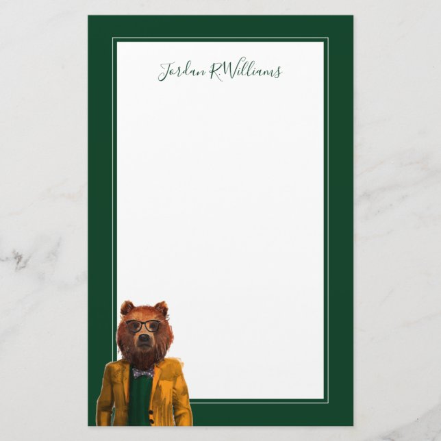 Best Dressed Bear | Add Your Name Stationery (Front)