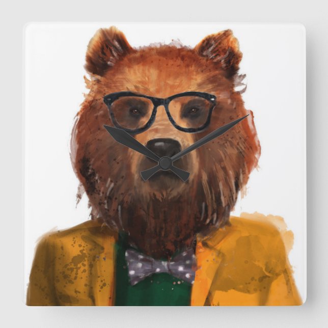 Best Dressed Bear Square Wall Clock (Front)