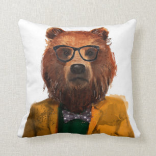 Best Dressed Bear Throw Pillow