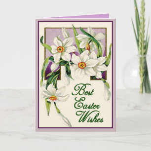 Best Easter Wishes, Lavender & White Personalized Holiday Card