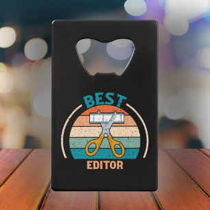 Best Editor Retro - Film Crew Gift Credit Card Bottle Opener