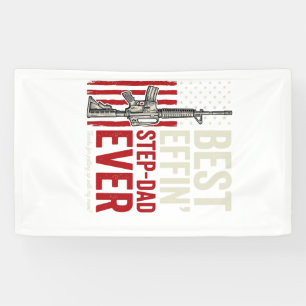 Best Effin Step-Dad Ever Patriotic Vintage Vector_ Banner