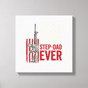 Best Effin Step-Dad Ever Patriotic Vintage Vector_ Canvas Print