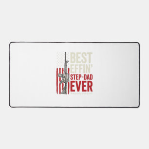 Best Effin Step-Dad Ever Patriotic Vintage Vector_ Desk Mat