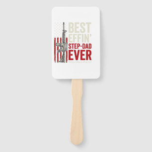Best Effin Step-Dad Ever Patriotic Vintage Vector_ Hand Fan