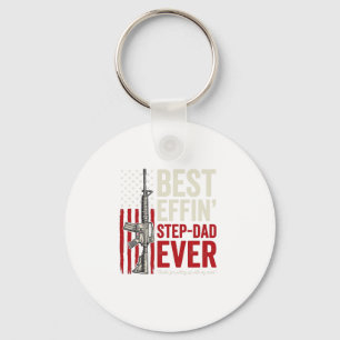 Best Effin Step-Dad Ever Patriotic Vintage Vector_ Keychain