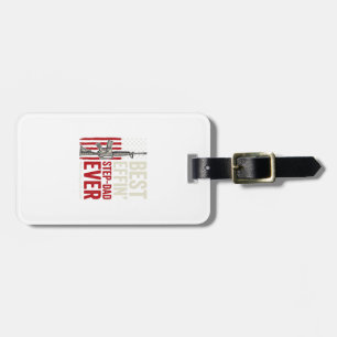Best Effin Step-Dad Ever Patriotic Vintage Vector_ Luggage Tag