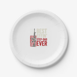 Best Effin Step-Dad Ever Patriotic Vintage Vector_ Paper Plate