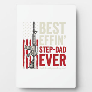 Best Effin Step-Dad Ever Patriotic Vintage Vector_ Plaque