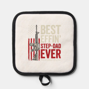 Best Effin Step-Dad Ever Patriotic Vintage Vector_ Pot Holder