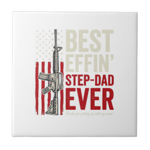 Best Effin Step-Dad Ever Patriotic Vintage Vector_ Tile