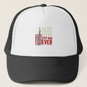 Best Effin Step-Dad Ever Patriotic Vintage Vector_ Trucker Hat