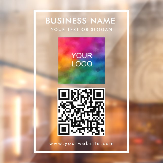 Best Elegant Business Logo Text QR Code Template Window Cling (Sheet 2)