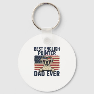 Best English Pointer Dad Ever Patriotic Dog Keychain