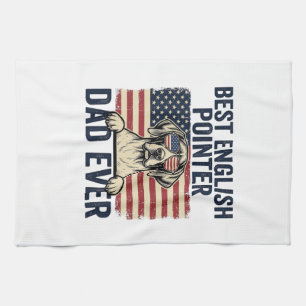 Best English Pointer Dad Ever Patriotic Dog Kitchen Towel