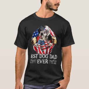 Best English Setter Dad American Flag 4th Of July  T-Shirt