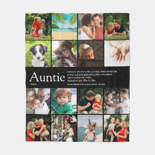 Best Ever Aunt Auntie Definition Photo Collage Fleece Blanket
