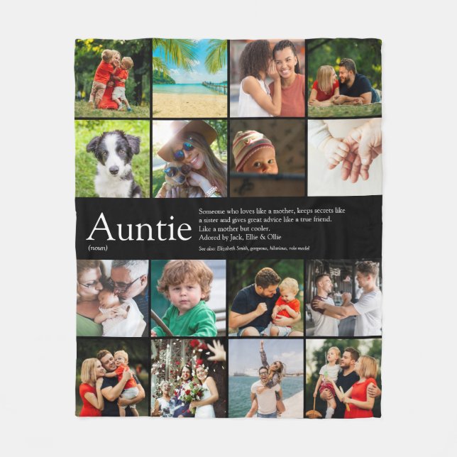 Best Ever Aunt Auntie Definition Photo Collage Fleece Blanket (Front)