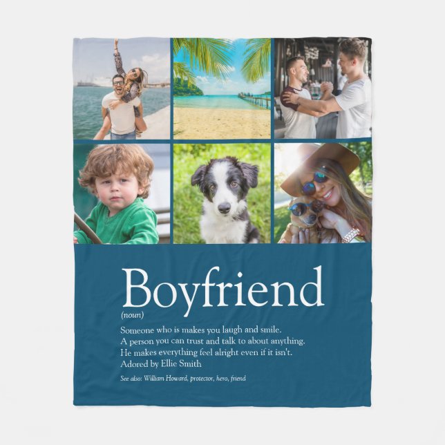 Best Ever Boyfriend Definition 6 Photo Collage Fleece Blanket (Front)