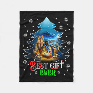 Best Ever Christmas Jesus Nativity Scene Merry Chr Fleece Blanket