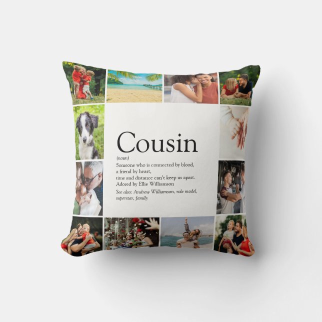 Best Ever Cousin  Definition 12 Photo Fun Throw Pillow (Front)