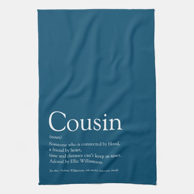 Best Ever Cousin Definition Blue Fun Kitchen Towel (Vertical)