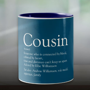 Best Ever Cousin Definition Quote Blue Two-Tone Coffee Mug
