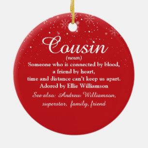 Best Ever Cousin Definition Snowflakes Photo Ceramic Ornament