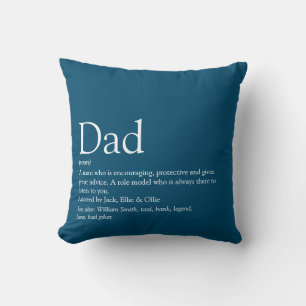 Best Ever Dad, Daddy, Father Definition Blue Throw Pillow