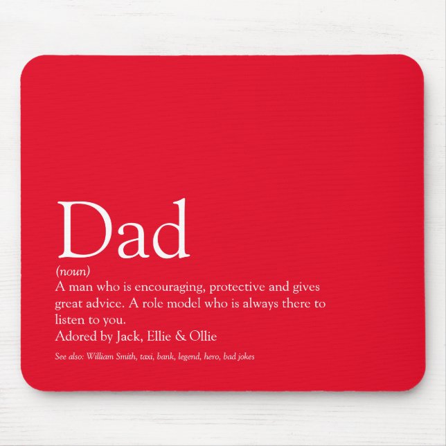 Best Ever Dad Daddy Father Definition Fun Red Mouse Pad (Front)