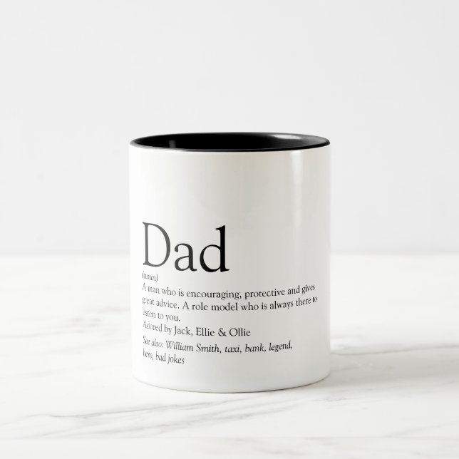 Best Ever Dad, Daddy, Father Definition Fun Two-Tone Coffee Mug (Center)