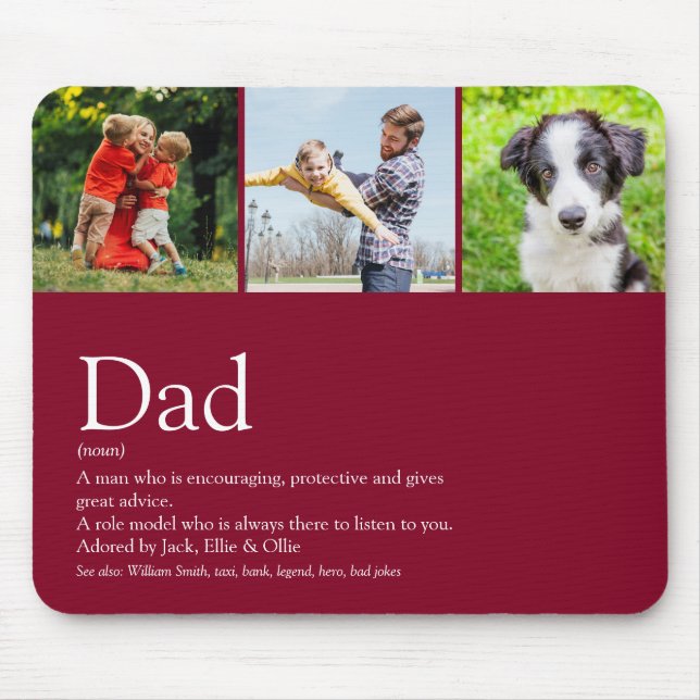 Best Ever Dad Father Definition Photo Burgundy Mouse Pad (Front)