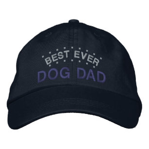 Best Ever Dog Dad Custom Color Fun Saying Black Embroidered Hat