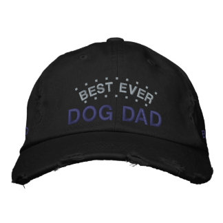 Best Ever Dog Dad Custom Colour Fun Saying Black Embroidered Hat
