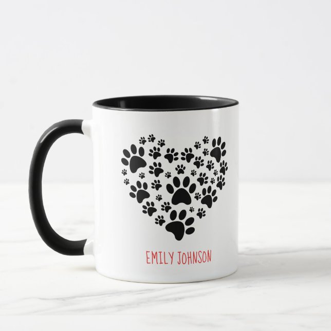 Best Ever Dog Mom with Paw Hearts Mug (Left)
