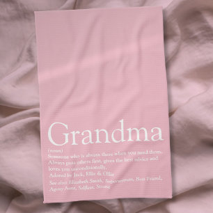 Best Ever Grandma, Grandmother Definition Pink Kitchen Towel
