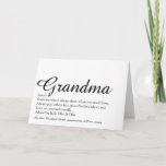 Best Ever Grandma, Grandmother Definition Script Card<br><div class="desc">Personalise for your special Grandma,  Grandmother,  Granny,  Nan,  Nanny or Abuela to create a unique gift for birthdays,  Christmas,  mother's day or any day you want to show how much she means to you. A perfect way to show her how amazing she is every day. Designed by Thisisnotme©</div>