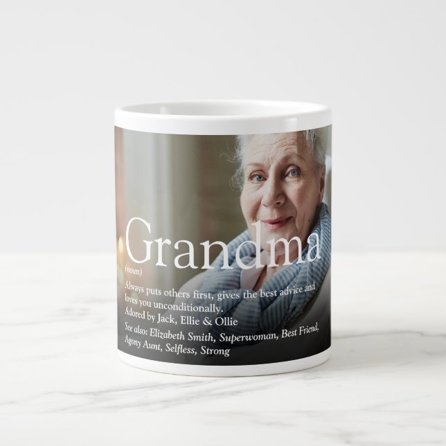 Best Ever Grandma Nan Photo Fun Definition Large Coffee Mug (Front)