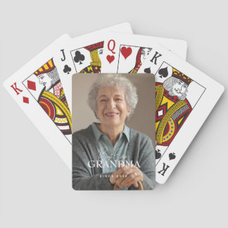 Best Ever Grandma Since 20XX Simple Elegant Photo Playing Cards