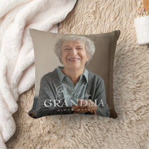 Best Ever Grandma Since 20XX Simple Elegant Photo Throw Pillow