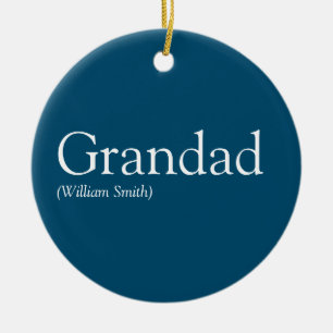 Best Ever Grandpa, Grandad, Papa Definition Blue Ceramic Ornament