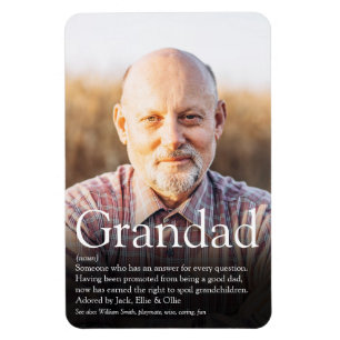 Best Ever Grandpa, Grandad, Papa Definition Photo Magnet